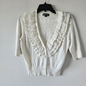 💖Rampage adorable White Ruffle crop cardigan size small 💖💖